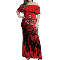Personalised Mauritius Football Off Shoulder Maxi Dress Allez Les Dodos Grunge Style
