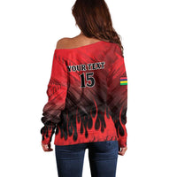 Personalised Mauritius Football Off Shoulder Sweater Allez Les Dodos Grunge Style