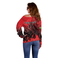 Personalised Mauritius Football Off Shoulder Sweater Allez Les Dodos Grunge Style
