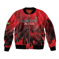 Personalised Mauritius Football Sleeve Zip Bomber Jacket Allez Les Dodos Grunge Style