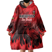 Personalised Mauritius Football Wearable Blanket Hoodie Allez Les Dodos Grunge Style