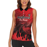 Personalised Mauritius Football Women Sleeveless Polo Shirt Allez Les Dodos Grunge Style