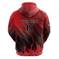 Personalised Mauritius Football Zip Hoodie Allez Les Dodos Grunge Style