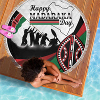 Happy Kenya Madaraka Day Beach Blanket Maasai Shield - Kenyan Pattern