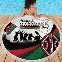Happy Kenya Madaraka Day Beach Blanket Maasai Shield - Kenyan Pattern