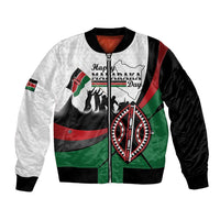 Personalised Happy Kenya Madaraka Day Bomber Jacket Maasai Shield - Kenyan Pattern