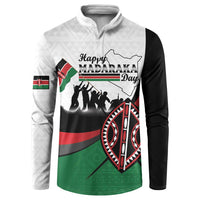 Personalised Happy Kenya Madaraka Day Button Sweatshirt Maasai Shield - Kenyan Pattern