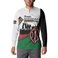 Personalised Happy Kenya Madaraka Day Button Sweatshirt Maasai Shield - Kenyan Pattern
