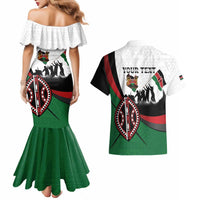 Personalised Happy Kenya Madaraka Day Couples Matching Mermaid Dress and Hawaiian Shirt Maasai Shield - Kenyan Pattern