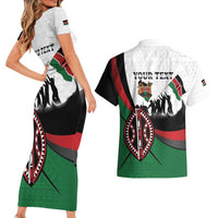 Personalised Happy Kenya Madaraka Day Couples Matching Short Sleeve Bodycon Dress and Hawaiian Shirt Maasai Shield - Kenyan Pattern