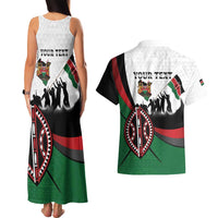 Personalised Happy Kenya Madaraka Day Couples Matching Tank Maxi Dress and Hawaiian Shirt Maasai Shield - Kenyan Pattern