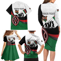 Personalised Happy Kenya Madaraka Day Family Matching Long Sleeve Bodycon Dress and Hawaiian Shirt Maasai Shield - Kenyan Pattern