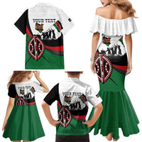 Personalised Happy Kenya Madaraka Day Family Matching Mermaid Dress and Hawaiian Shirt Maasai Shield - Kenyan Pattern