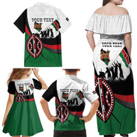 Personalised Happy Kenya Madaraka Day Family Matching Off Shoulder Maxi Dress and Hawaiian Shirt Maasai Shield - Kenyan Pattern