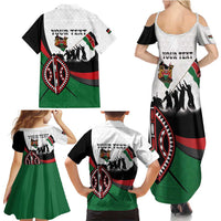 Personalised Happy Kenya Madaraka Day Family Matching Summer Maxi Dress and Hawaiian Shirt Maasai Shield - Kenyan Pattern