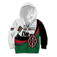 Personalised Happy Kenya Madaraka Day Kid Hoodie Maasai Shield - Kenyan Pattern