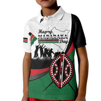 Personalised Happy Kenya Madaraka Day Kid Polo Shirt Maasai Shield - Kenyan Pattern