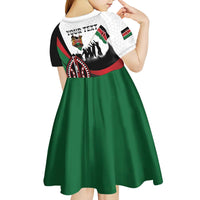 Personalised Happy Kenya Madaraka Day Kid Short Sleeve Dress Maasai Shield - Kenyan Pattern