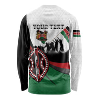 Personalised Happy Kenya Madaraka Day Long Sleeve Shirt Maasai Shield - Kenyan Pattern