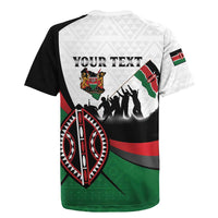 Personalised Happy Kenya Madaraka Day Rugby Jersey Maasai Shield - Kenyan Pattern
