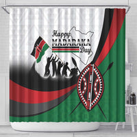 Happy Kenya Madaraka Day Shower Curtain Maasai Shield - Kenyan Pattern