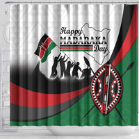 Happy Kenya Madaraka Day Shower Curtain Maasai Shield - Kenyan Pattern