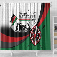 Happy Kenya Madaraka Day Shower Curtain Maasai Shield - Kenyan Pattern
