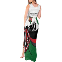 Personalised Happy Kenya Madaraka Day Tank Maxi Dress Maasai Shield - Kenyan Pattern