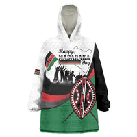 Personalised Happy Kenya Madaraka Day Wearable Blanket Hoodie Maasai Shield - Kenyan Pattern