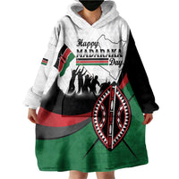 Personalised Happy Kenya Madaraka Day Wearable Blanket Hoodie Maasai Shield - Kenyan Pattern