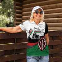 Personalised Happy Kenya Madaraka Day Women Polo Shirt Maasai Shield - Kenyan Pattern