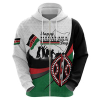 Personalised Happy Kenya Madaraka Day Zip Hoodie Maasai Shield - Kenyan Pattern