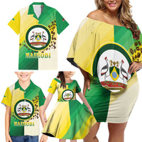 Personalised Nairobi Kenya Family Matching Off Shoulder Short Dress and Hawaiian Shirt The Green City under the Sun
