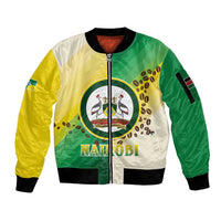 Personalised Nairobi Kenya Sleeve Zip Bomber Jacket The Green City under the Sun