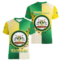 Personalised Nairobi Kenya Women V-Neck T-Shirt The Green City under the Sun