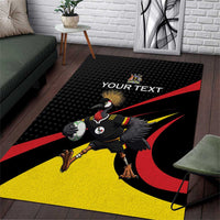Uganda Rugby Custom Area Rug Black Crowned Crane Mascot - Sporty Style
