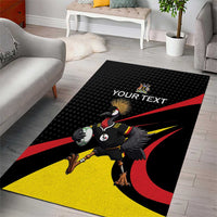 Uganda Rugby Custom Area Rug Black Crowned Crane Mascot - Sporty Style