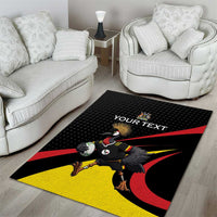 Uganda Rugby Custom Area Rug Black Crowned Crane Mascot - Sporty Style