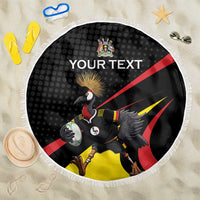 Uganda Rugby Custom Beach Blanket Black Crowned Crane Mascot - Sporty Style