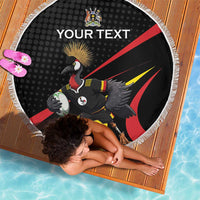 Uganda Rugby Custom Beach Blanket Black Crowned Crane Mascot - Sporty Style