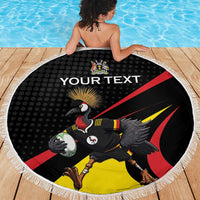 Uganda Rugby Custom Beach Blanket Black Crowned Crane Mascot - Sporty Style