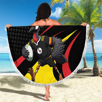 Uganda Rugby Custom Beach Blanket Black Crowned Crane Mascot - Sporty Style