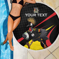 Uganda Rugby Custom Beach Blanket Black Crowned Crane Mascot - Sporty Style