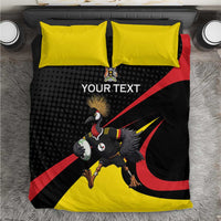 Uganda Rugby Custom Bedding Set Black Crowned Crane Mascot - Sporty Style