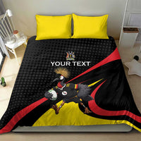 Uganda Rugby Custom Bedding Set Black Crowned Crane Mascot - Sporty Style