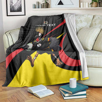 Uganda Rugby Custom Blanket Black Crowned Crane Mascot - Sporty Style