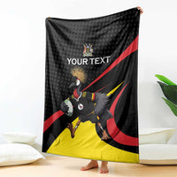 Uganda Rugby Custom Blanket Black Crowned Crane Mascot - Sporty Style