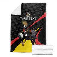 Uganda Rugby Custom Blanket Black Crowned Crane Mascot - Sporty Style