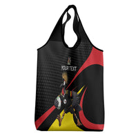 Uganda Rugby Custom Grocery Bag Black Crowned Crane Mascot - Sporty Style