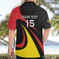 Uganda Rugby Custom Hawaiian Shirt Black Crowned Crane Mascot - Sporty Style